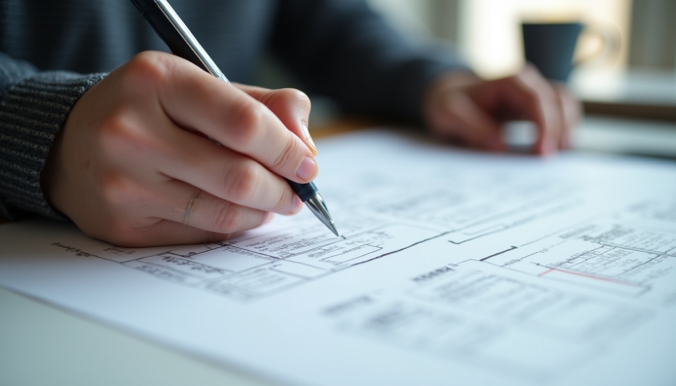 Imagine care ilustrează procesul de realizare site prezentare, cu elemente de design web și marketing digital.